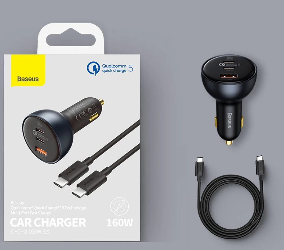 Carregador de carro Baseus 160W - USB tipo C