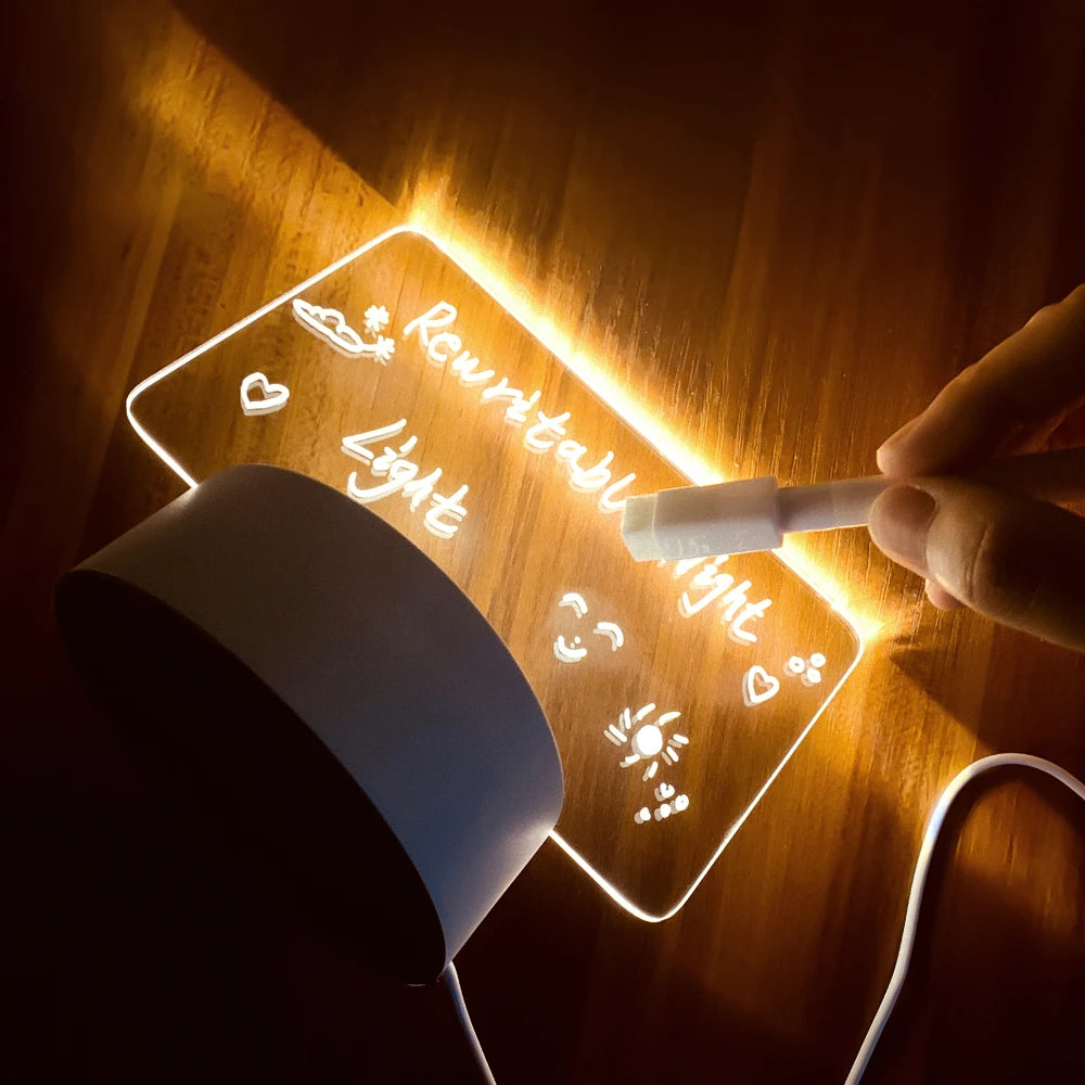 Quadro de Anotações Criativo LED Luz Noturna USB