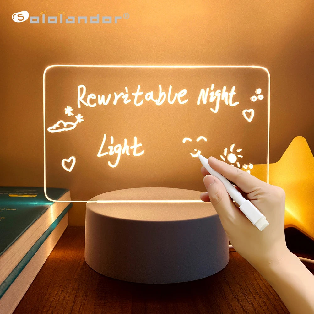 Quadro de Anotações Criativo LED Luz Noturna USB