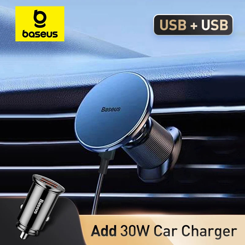 Suporte Magnético de Carro Baseus com Carregamento Rápido de 15W