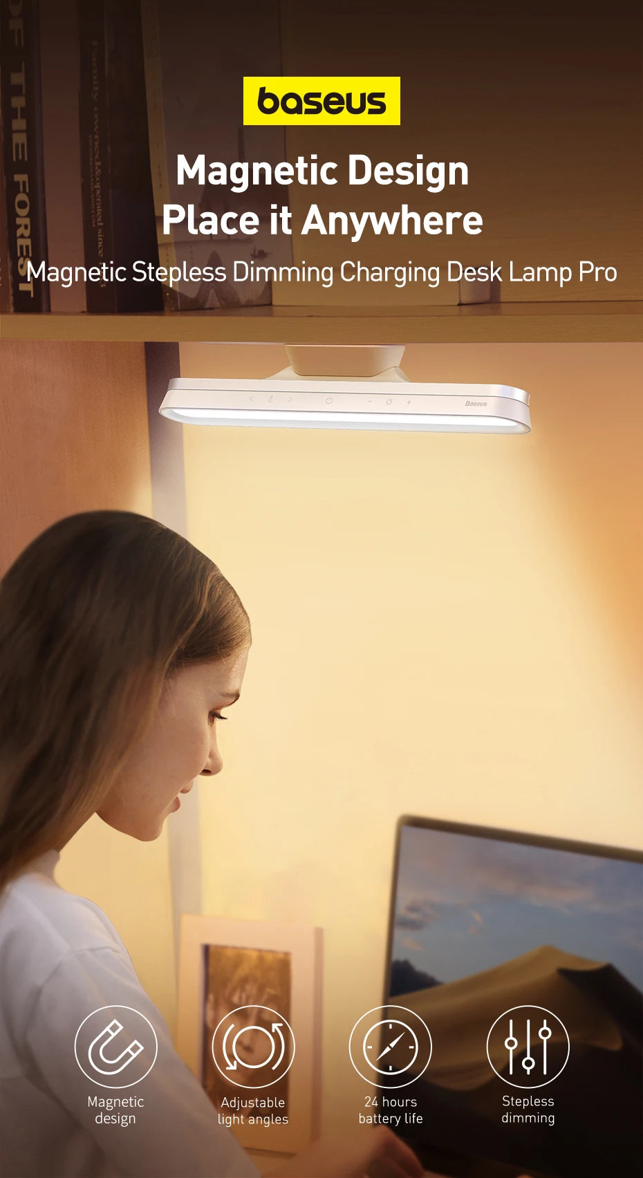 Luminária de Mesa Baseus com Luz LED Magnética Suspensa